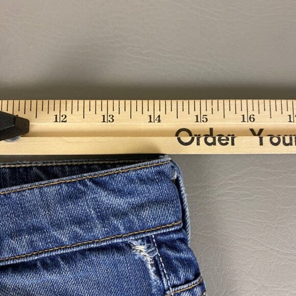 MOTHER The Nomad Crop Fray Jeans Size 28‎ Blue Flare Twice As Nice Distressed - Picture 9 of 15